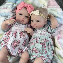 Dolls Dolls MRB 50CM LouLou Awake Twins Girl Reborn Baby Dolls Lifelike Silicone Vinyl Neonatal 3D Skin Visible Vein DIY Toy S2452202 S2452203