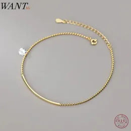 Wantme 925 Серебряная серебряная мода Простая локоть шариковая бусинка