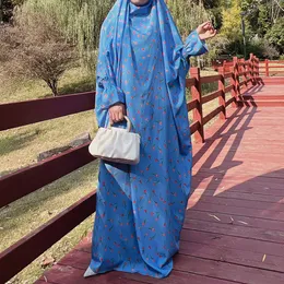 Eid Kapuze Abaya Blumendruck Abayas muslimische Frauen Overhead Gebet Kleidungsstück Burqa Truthahn Robe Dubai Kaftan Islamic Clothing Kleid