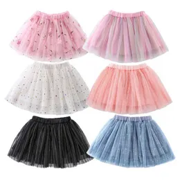 Skirts 2024 Nuovi ragazze da ricamo Girls Mash Skirts Princess Pretty Stars Paitudied Tutu Floral Girl Girl Faldas Dance Clothes Y240522