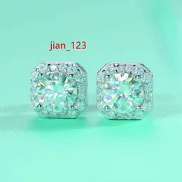 Pass Diamond Tester 925 Sterling Silver VVS 클래식 화이트 골드 도금 귀 스터드 남성 여성을위한 Moissanite Stud Earrings