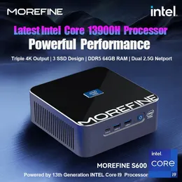 MoreFine S600 13th Gen Intel I7 13800H I9 13900H DDR5 Mini PC 14 Core 20 потока Windows11 2*M.2 NVME 2*LAN Gaming PC Desktop 240509