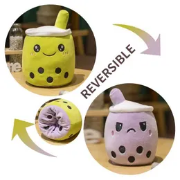 Plush Dolls New reversible Boba plush toy with double-sided bubble tea soft doll filling double-sided Boba milk tea toy Christmas gift H240521 J0SL