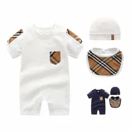 Baby Rompers Boys девочки для девочек комбинезоны детская дизайнер одежды G Letter Stripe Plaid Коттон новорожденный с длинными рукавами с длинными рукавами.