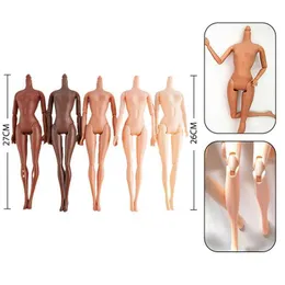 Bonecas 1 pedaço de 11 conectores móveis 26/27cm Africano Doll nu marrom marrom pele de boneca de pele de boneca de pele criança linda garota de brinquedo S2452202 S2452203