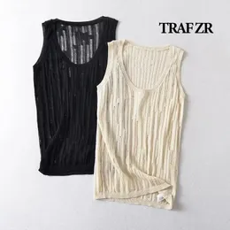 Sivatu Traf Tank Tops for Women Y2K Streetwear Fashion Sleveless Hole Letnie Tops Grunge Crochet Harajuku Kamizelka kobiet 240522