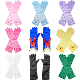 Satynowe cekiny mittens Bowtie Long Princess Dance Gloves Dziecięce Dziewczyny Dziecięce Prezenty urodzinowe L2405