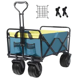 ZK20 Collapsible Heavy Duty Beach Wagon Cart Outdoor Folding Utility Camping Garden Beach Cart with Universal Wheels Adjustable Handle Shopping