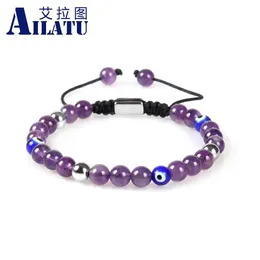 Ailatu Turkish Lucky Eye Makrame Armband Ruhe ruhige Angst Unterstützung Naturstein Lucky Schmuck 240522