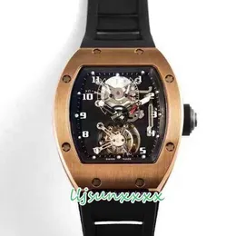 RM WIST WATCH LUXU MENS MECHANICAL WAT BIZNES REIURE RM001 Manual Tourbillon Fine Stal Case Black Tape Fashion Swiss Ruch