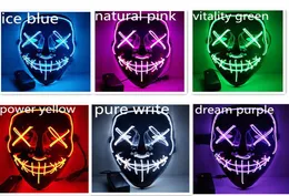 2020 Yeni Cadılar Bayramı Korku Maskesi LED Puraj Kapağı Seçim Maskara Kostüm DJ Partisi Aydınlatma Maskeleri Seçim için Koyu Renklerde Parıltı 7905466