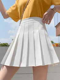 Kjolar casual kawaii a-line sommarvinnor plåt veckad kjol hög midja mini flickor tennis sexig vintage skortkläder