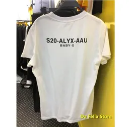 2020SS Новая Alyx Tee 1017 Alyx 9SM Classic Tshirt 11 качественная версия черно -белая повседневная футболка Мужчины женщины Tops CY20051427555567