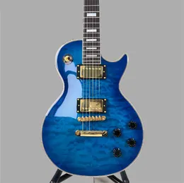 6-saitige E-Gitarre-Mahagoni-Körper mit blauem Flammenoberteil, Rosenholz-Fingerboard von hoher Qualität