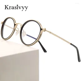 サングラスフレームKrasivyy Pure Titanium Glasses Frame Men Luxury Retro Round Prescription Eyeglasses Males Korea Vintage optical Myopia