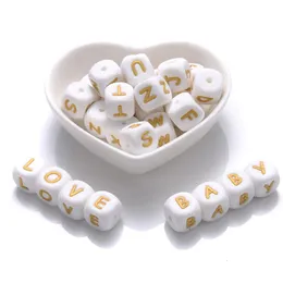 200Pcs 12mm English silicone letter bead baby teeth accessory used for personalized name pacifier teeth clip toy 240514