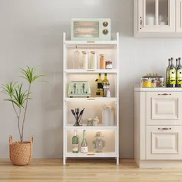 Gabinete de armazenamento multifuncional de 5 camadas ZK20 com porta de armário, prateleira de pão de cozinha, armário de armazenamento de despensa, rack de armazenamento de microondas, estudo, sala de estar