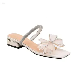 Women 35-43 Size Modern Plus Sandals Transparent Diamonds Lace Bow Bling Crystal Party Wedding Office Dress Summer Sl 6c9