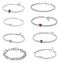 2024 Feminina Sterling Silver Charm Tennis Racket Series Bracelet, pulseira de coração vermelho para homens e mulheres