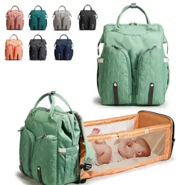 2021 New Mother and Baby Bag Folding Bed Mommy Bag Double Shoulder Multi functional Diaper Bag Mommy Bag Manufacturer Direct Sales