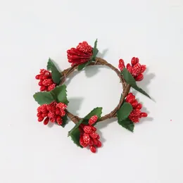 Fiori decorativi 5 pezzi anelli tovaglioli decorazioni per feste di frutta rossa 10 cm panno ornamento di Natale natalizio