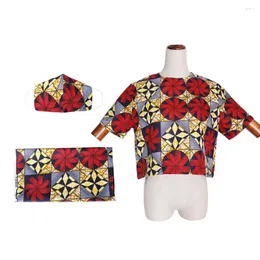 Polos femminile Donne in stile Africa Tessuto di cera Short Ladies Blouse Ethnic Fashion Clothing