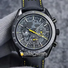 44 mm Apollo Orologi commemorativi orologi Dark Side Moon 311 92 44 30 01 001 Quartz Chronograph Mens Watch Pvd Black Steel Leather Stra 338n