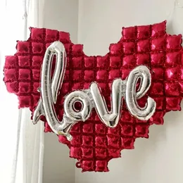 Partydekoration herzgeformte karierte Hintergrund Wand Aluminium Folienballons Liebe Brief Hochzeit Valentinstag Vorräte