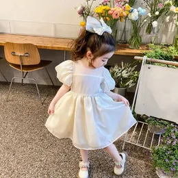 Girl Dresses Summer Girls Dress Toddler Baby Come comodo manicotto da bolle Principessa Children Square Collar Bott Birthday Party