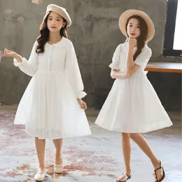 Teenage Girls White Lace Princess Dress 2023 Spring Summer Elegant Kids Dresses School Clothes Children Costume 10 12 13 Years L2405