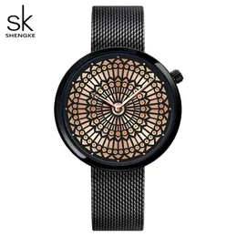 Shengke Luxury Brand Watch Women Fashion Dress Quartz Watch Ladies Full Mesh Mesh Orologi impermeabili Relogio Feminino 227h