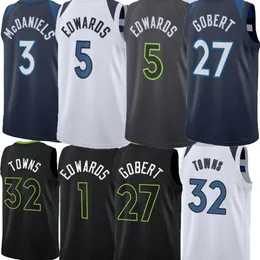 Jersey de basquete masculino Jaden McDaniels Karl Anthony Towns Edwards Rudy Gobert Naz Reid Mike Conley Wendell Moore Jr.