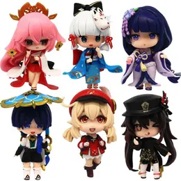 Figury zabawek akcji 6PCS Genshin Impact Anime Figura Yae Miko/HU Tao/Klee/Wanderer/Raiden Shogun Figura PVC Dorosły kolekcjonerski model Doll Toys T240521