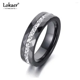 Cluster Rings Classic White & Black Ceramics Jewelry Clay Rhinestones Wedding Engagement For Women Anneaux R18145