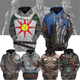 Мужские толстовки толстовок Мужские и женские 3D -печать популярная игра Dark Souls Hoodie New Fashion Casual Cooled Cool Sport негабаритный Top Top T240523