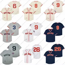 3 Jimmie Foxx Throwback Baseball Trikots Johnny Pesky Carl Yastrzemski Ted Williams Wade Boggs David Ortiz Pedro Martinez Nomar Garciaparra Jim Rice