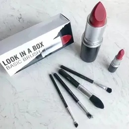 MC Look in a Box Professional Makeup Brushs 4pcs Set con rossetto kit rossetto blush polvere per trucco per trucco di alta qualità regalo Christamas