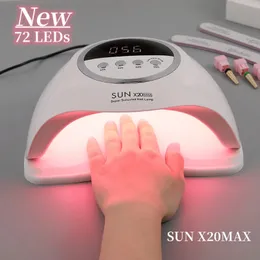 320W Sun x20Max paznokci Suszarka paznokci 72 Diody Lampa LED do paznokci żelowa lampa manicure lampa manicure 10/30/60/99S Timer Wyświetlacz LCD 240523