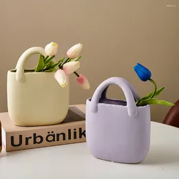 Vasi Nordic Creative Borse Borsa in ceramica Vaso portatile Decor decorazioni secchi fiori decorativo Contenitore