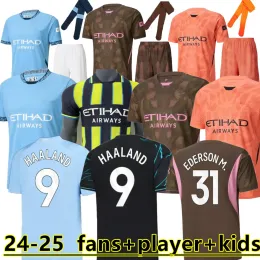 Футбольные майки 24 25 Haaland Man Citys Soccer Jerseys 2024 2025 фанаты игроков Grealish Foden Sterling Футбольная рубашка De Bruyne Gesus Bernardo Mahrez Maillot Foot Men Ki