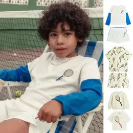 Abbigliamento per bambini primavera estate New Boy T-shirt Shorts Shintshirt abbigliamento per bambini Serie di stampa da tennistica da tennis set 2024 L2405