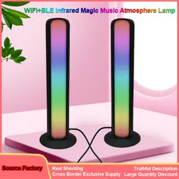 Lampy stołowe 2PCS Kolorowa atmosfera Zagraj w lekkim pasku wifi Ble Magic Music Sterowanie dźwięku RGBW LED LED Lighting Lights 3D Lampa