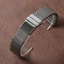 22mm 24mm Silver New Mesh Strap Stainless Steel Watch Straps Fold Buckle for Breitling Watch+ Tools