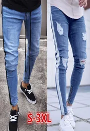 Nibesser 2020 Skinny Jeans Männer sexy Ripped Loch Stretch Denimhose Männlicher Herbst Straight Streetwear Bleistift Jeans Plus Size T2006220004