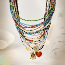 CHUKER CHOKER MULticolor Glass Collace in perline per donne Summer Beach Club Club Gioielli Regali di gioielli Accessori 35 cm di lunghezza