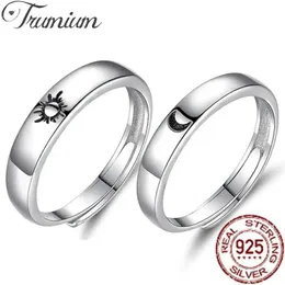 Пара колец Trumium% 925 Серебряное кольцо Настраиваемое регулируемое солнце и луна, подходящее для кольца, обручальное кольцо, обручальное кольцо, бесплатно гравюра S2452301