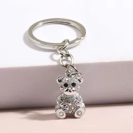 Süßer Schlüsselbärenbärenkristallring Tier Emaille Schlüsselketten Freundschaftsgeschenk für Frauen Männer Handtasche Accessorie DIY Juwely
