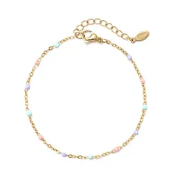 Bangle Zmzy Fresh Color Thin Link Chain Nyparad mode rostfritt stål kvinnors lyckliga smycken gåvor Q240522