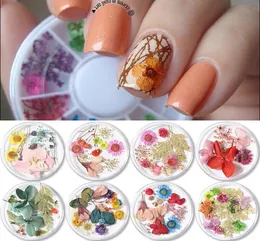 Vendita di 1 scatola decorazioni per nail art 3D in un chiodo rosa viola colorato colorato fiori asciutti freschi Accessori di design fai -da -te Na9145537