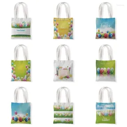 Borse da stoccaggio Women Canvas Shopping Borse Female Easter Eggs Eco Handbag Tote Reusibile Shopper Shopper Students Book